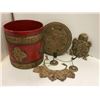 Image 1 : Group of assorted items - includes copper mantra turtle hanging wall decor / painting wooden pot w/ 