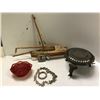 Image 1 : Group of assorted decorative items - includes Anglo-Indian elephant table / tamu boat / earrings / i