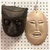 Image 1 : Group of 2 hand-crafted West African tribal masks - includes old African Kuba mask from Zaire (appro