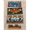 Image 1 : Group of 3 decorative art wall hangings (approx 12" x 6") & decorative lion wall hooks