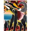 Image 2 : Group of 3 decorative art wall hangings (approx 12" x 6") & decorative lion wall hooks