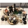 Image 1 : Group of assorted African items - includes Terra Catta bell / wood carved dolls / decorative drinkin