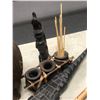 Image 2 : Group of assorted African items - includes wood jug / crocodile carving / flute etc
