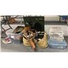 Image 1 : Group lot of assorted items - includes Elephant paint (approx 24" x 24") / medicine divider bag / be