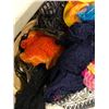 Image 3 : Basket filled w/ assorted African scarves / sheets / cloths / bedding etc