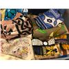 Image 2 : Bin filled w/ assorted African scarves / sheets / cloths / bedding etc