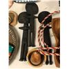 Image 2 : Group of assorted items - includes vintage candle holder / 3 African figural wood carvings / salad b