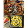 Image 2 : Group of assorted items - includes approx 17 wicker wreaths / wood carved chisel knives / beaded bra