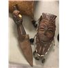 Image 3 : Group of assorted African art pcs - includes carved wooden dagger w/ sheath / Luba gourd etc