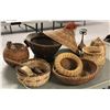 Image 1 : Group of assorted African items - includes Fulani Malian hat / African pots / basket / wooden spoon 