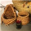 Image 3 : Group of assorted African items - includes frog basket / woven wicker baskets / African gourd etc