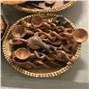 Image 2 : Group of assorted African items - includes African salad server spoons & forks / wicker wreaths / be