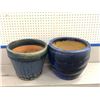 Image 1 : Set of 2 ceramic planter flower pots - approx 12 1/2" tall