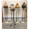 Image 1 : Group of 5 iron metal planter stands w/ African jars