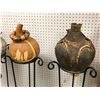 Image 2 : Group of 5 iron metal planter stands w/ African jars