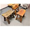 Image 2 : Group of 3 contemporary mid-century Chinese wooden stools (approx 18" x 9" x 19")