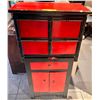 Image 1 : Group of 2 red Chinese cabinets - includes 2 door wooden cabinet (approx 23 1/2" W x 12" L x 17 1/2"