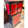 Image 3 : Group of 2 red Chinese cabinets - includes 2 door wooden cabinet (approx 23 1/2" W x 12" L x 17 1/2"