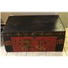 Image 1 : Chinese decorative wooden chest box - approx 35" W x 22 1/2" L x 16" H
