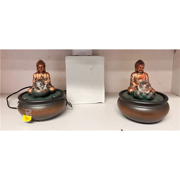 Group of 2 Watsons Buddha tabletop indoor water fountains with motors