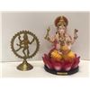 Image 1 : Group of 2 Indian decorative sculptures - Indian Ganesha statue & Brass Natraj statue