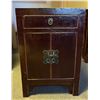 Image 1 : Chinese oriental distressed brick lacquer nightstand - approx 16" W x 12 1/2" L x 24" H