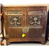 Image 1 : Natural rosewood hand carved 2 door cabinet - approx 42" W x 16 1/2" L x 42 1/2" H