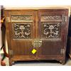 Image 1 : Natural rosewood hand carved 2 door cabinet - approx 42" W x 16 1/2" L x 42 1/2" H