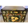 Image 1 : Black Chinese lacquered chest box - approx 35 1/2" W x 22 1/2" L x 23" H