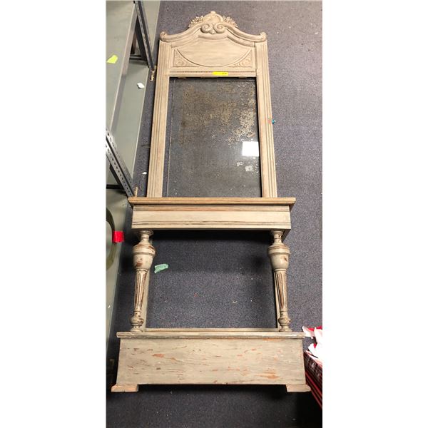 large glass display wooden cabinet - approx 32" x 14" x 8ft tall