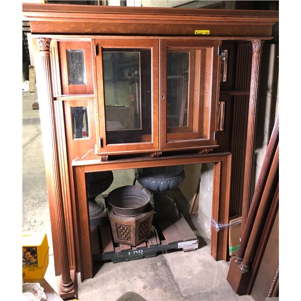 Wooden glass display cabinet - approx. 81in x 62in tall