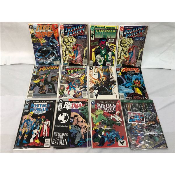 Group of assorted vintage 1991-93 DC Comics - Superboy, Robin, Catwoman, Justice Society, Green Lant