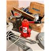 Image 2 : Large group of misc items, 12-ton hydraulic jack, welding helmet, downrigger w/line, tripod, Miter 1