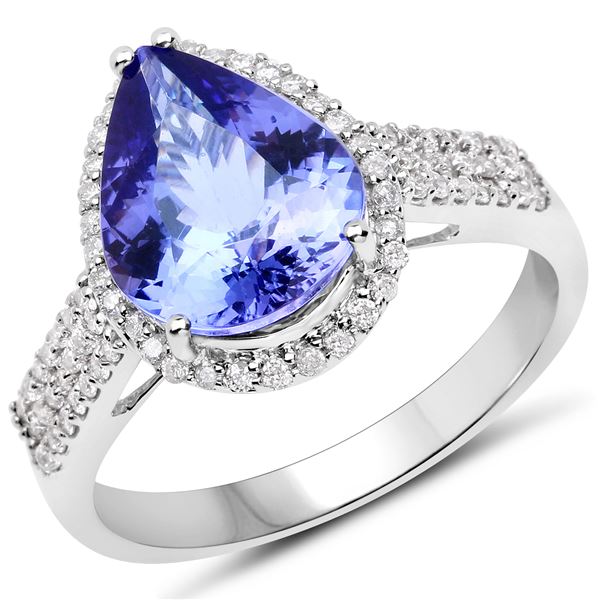 3.45ct Tanzanite 14K White Gold Ring