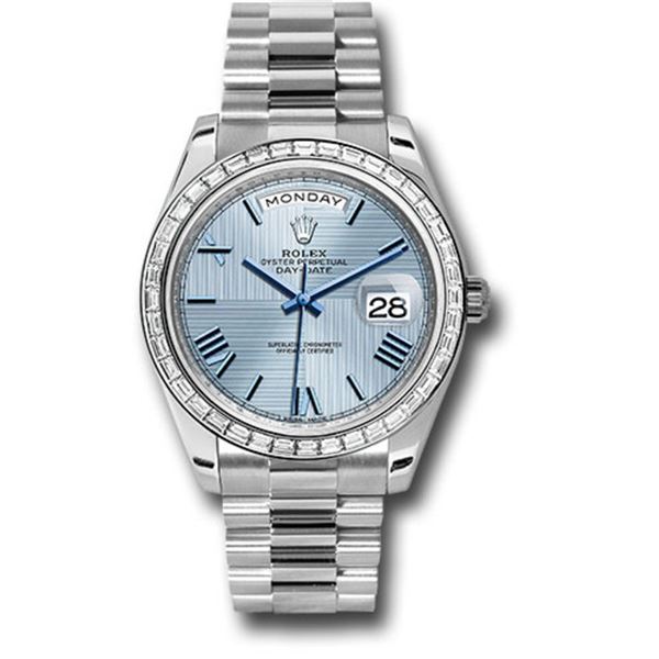 Rolex Day Date Platinum with Baguette Bezel Model # 228396TBR