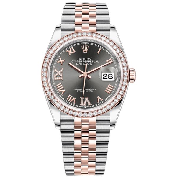 Rolex 36MM Datejust SS/RG With Diamond Bezel Model # 126281RBR