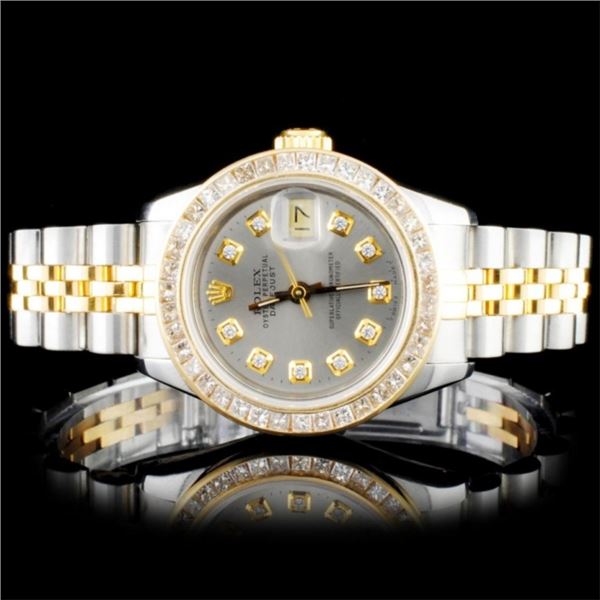 Rolex YG/SS DateJust Ladies Diamond Wristwatch