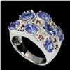 Image 1 : Unheated Blue Tanzanite & Rhodolite Garnet Ring