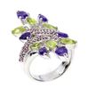 Image 3 : Natural  Amethyst Peridot Rhodolite Garnet Ring
