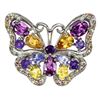 Image 1 : Natural Unheated Rhodolite & Amethyst Butterfly Ring