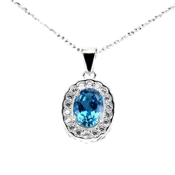 Natural London Blue Topaz Necklace