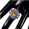 Image 3 : Natural Citrine Rhodolite Garnet Tanzanite Ring