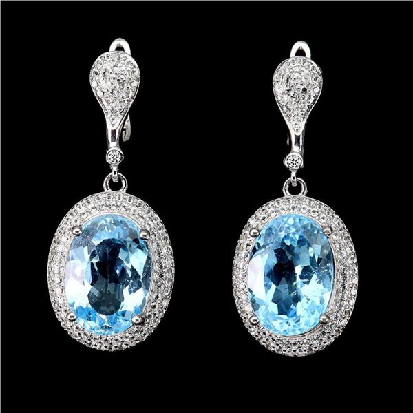 Natural Brazil Sky Blue Topaz Earrings