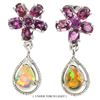 Image 1 : Natural Ethiopian White Opal & Rhodolite Garnet Earrings