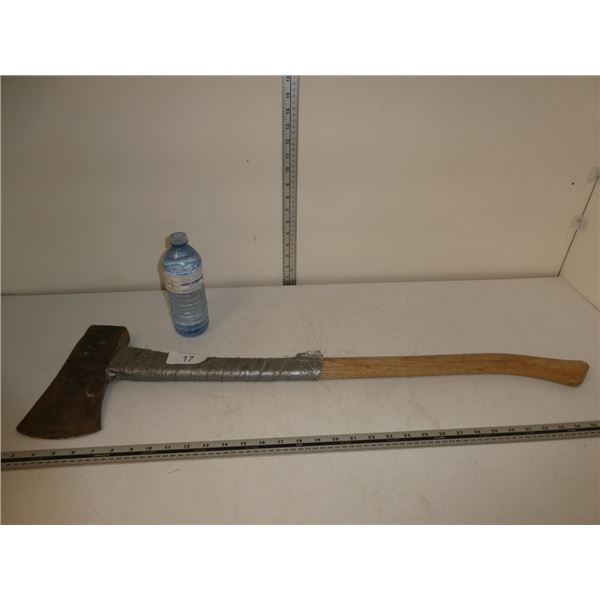 aWooden handle axe