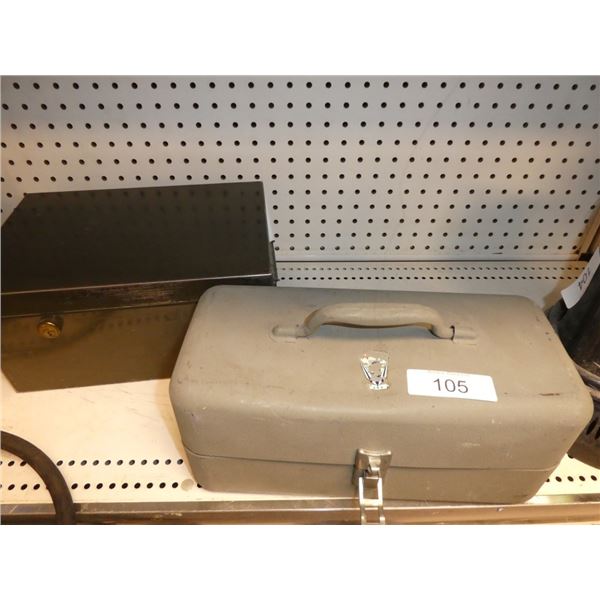 tackle box & metal cash  box c/w key