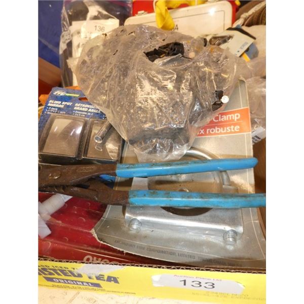 pliers, heavy-duty muffler clamp, blind spot