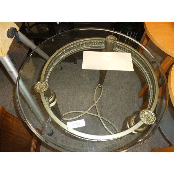 metal, glass-topped end table