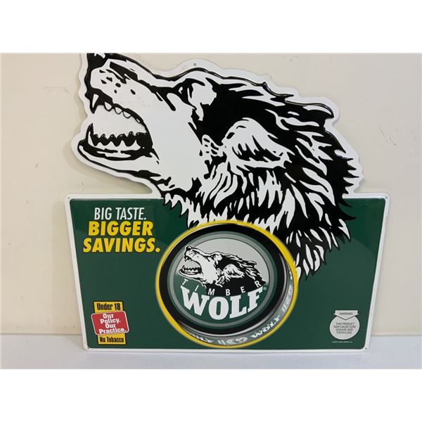 TOBACCIANA VINTAGE TIMBER WOLF TOBACCO METAL SIGN