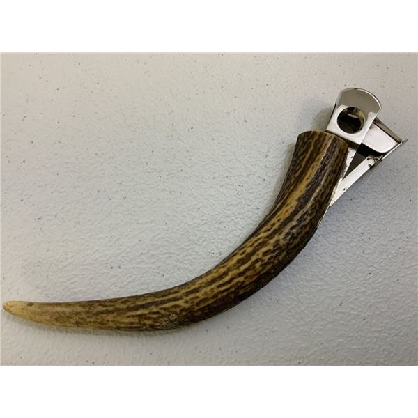VINTAGE GERMAN CIGAR CUTTER WITH STAG HORN HANDLE